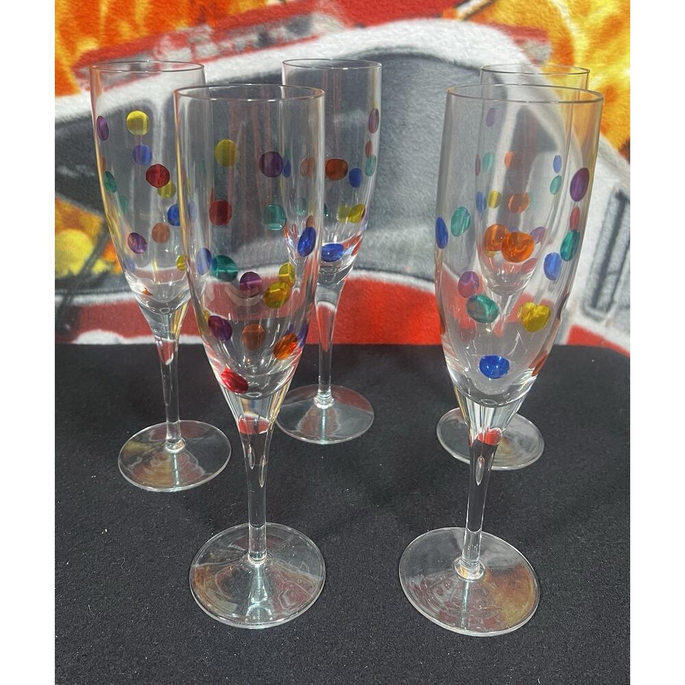 5 Vintage Polka Dot Drink Glasses Champagne Cocktail Barware